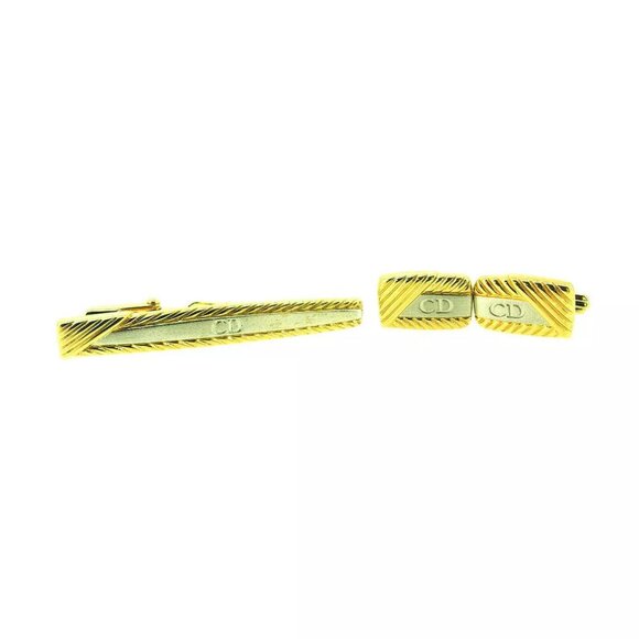 DIOR Cuffs 2 Item Set Gold & Silver Bracket Authentic USED T20180 - Picture 1 of 11